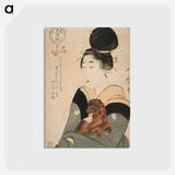 Geisha with a lapdog - 喜多川 歌麿 Postcard.