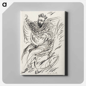 アートパネル-Study of a Seated Man with Beard and Spectacles - マースデン ハートリー Canvas.