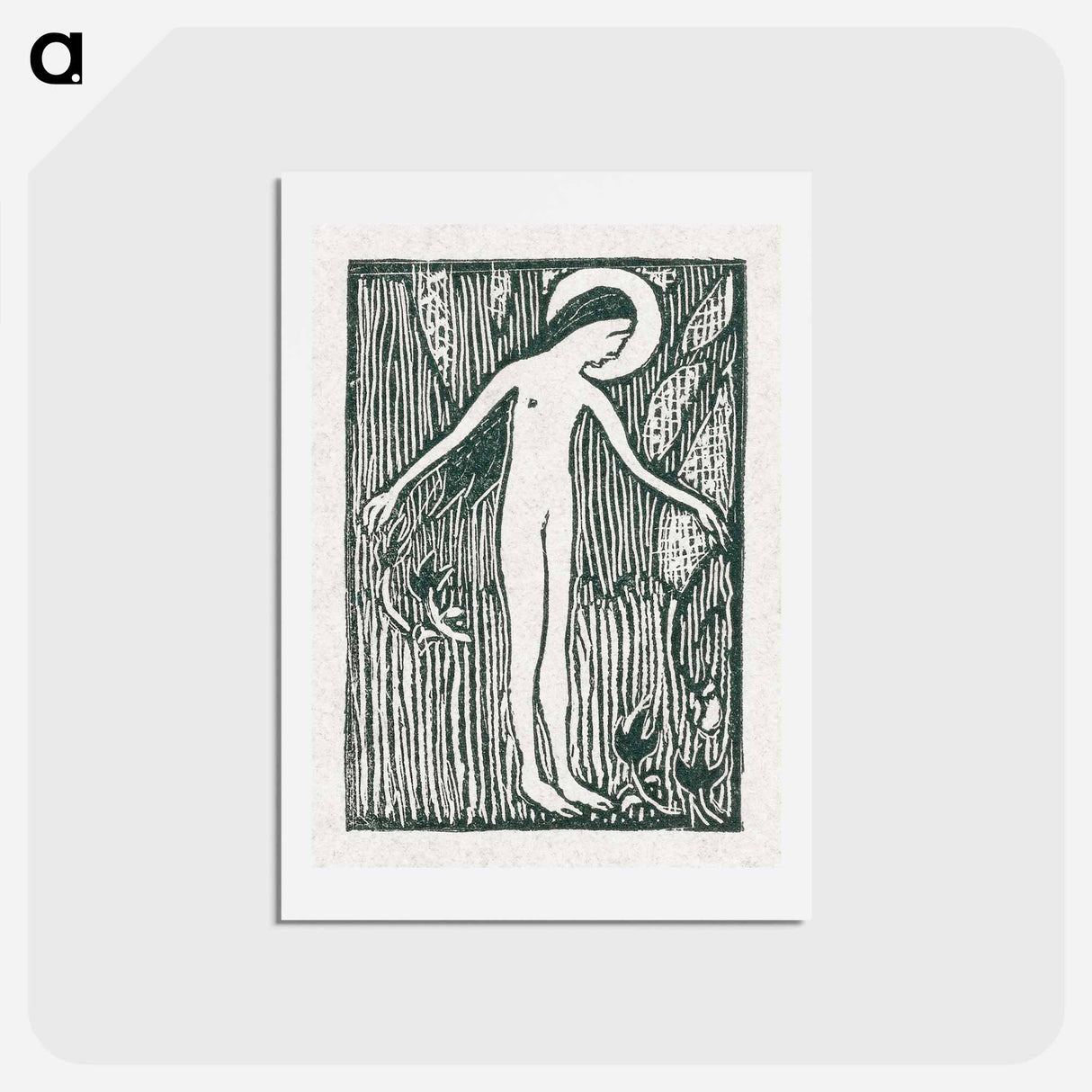 アートポストカード-A naked woman illustration for a poetry collection by Paul Verlaine - モーリス ドニ Postcard.