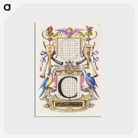 アートポストカード-Guide for Constructing the Letter C from Mira Calligraphiae Monumenta
 - 書道のお手本 Postcard.