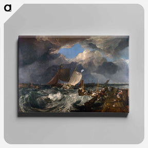 アートパネル-Calais Pier, with French Poissards Preparing for Sea, an English Packeet Arriving - ウィリアム ターナー Canvas.