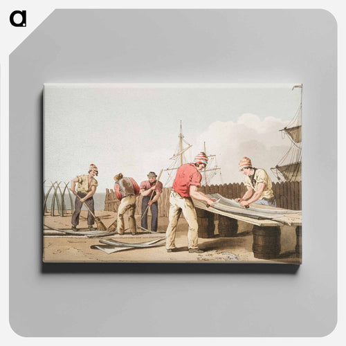 Illustration of whalebone scrapers - 19世紀のヨークシャー Canvas.