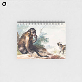 アートメモ帳-A Monkey Sitting on a Rock Looking at a Civet - アールト シューマン Memo.