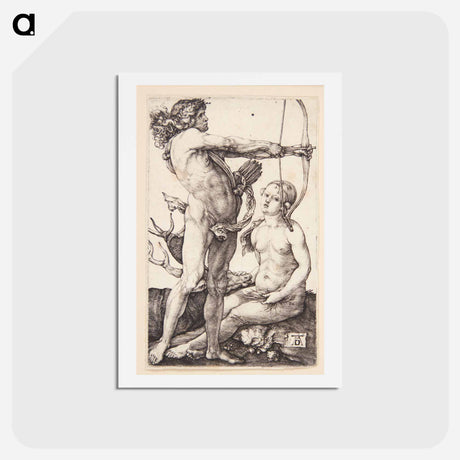 アートポストカード-Apollo and Diana - アルブレヒト デューラー Postcard.