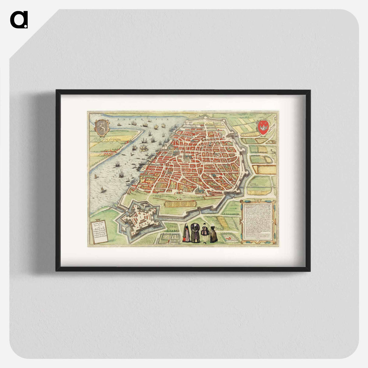 View of Antwerp - アンティーク地図 Poster.