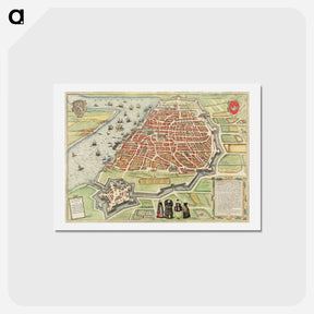 アートポストカード-View of Antwerp - アンティーク地図 Postcard.