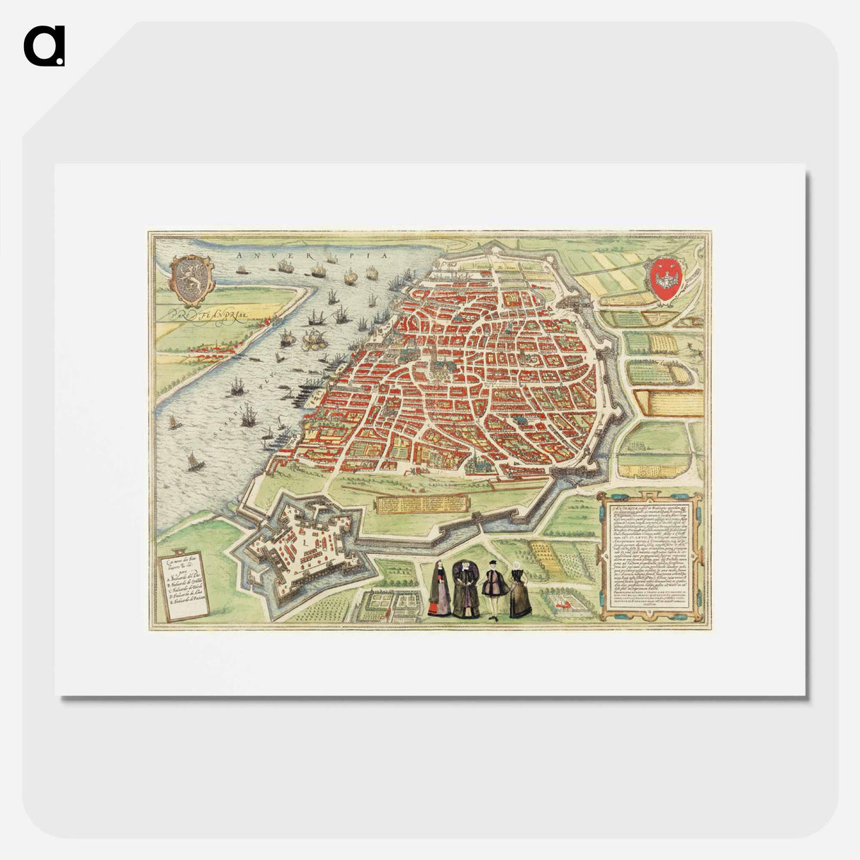 View of Antwerp - アンティーク地図 Poster.