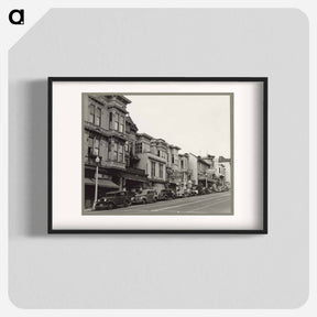 アートポスター-A view of the business district on Post Street in a neighborhood occupied by residents of Japanese ancestry before evacuation and housing in War Relocation Authority c - ドロテア ラング Poster.