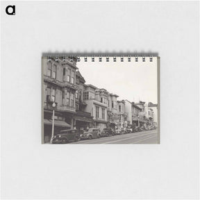 アートメモ帳-A view of the business district on Post Street in a neighborhood occupied by residents of Japanese ancestry before evacuation and housing in War Relocation Authority c - ドロテア ラング Memo.