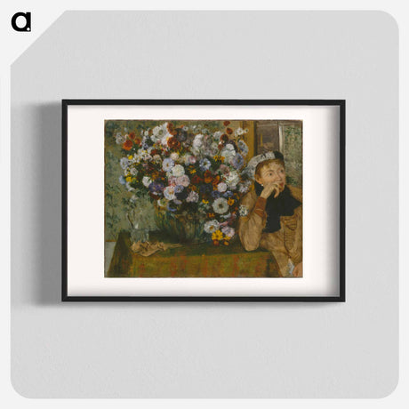 アートポスター-A Woman Seated beside a Vase of Flowers - エドガー ドガ Poster.