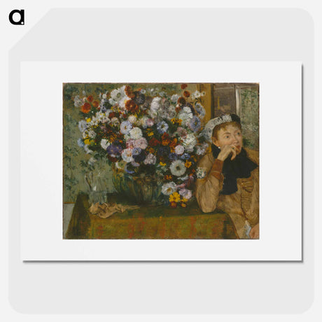 アートポスター-A Woman Seated beside a Vase of Flowers - エドガー ドガ Poster.