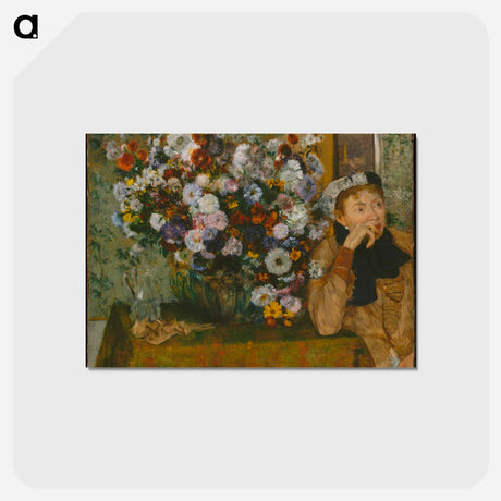 アートポストカード-A Woman Seated beside a Vase of Flowers - エドガー ドガ Postcard.