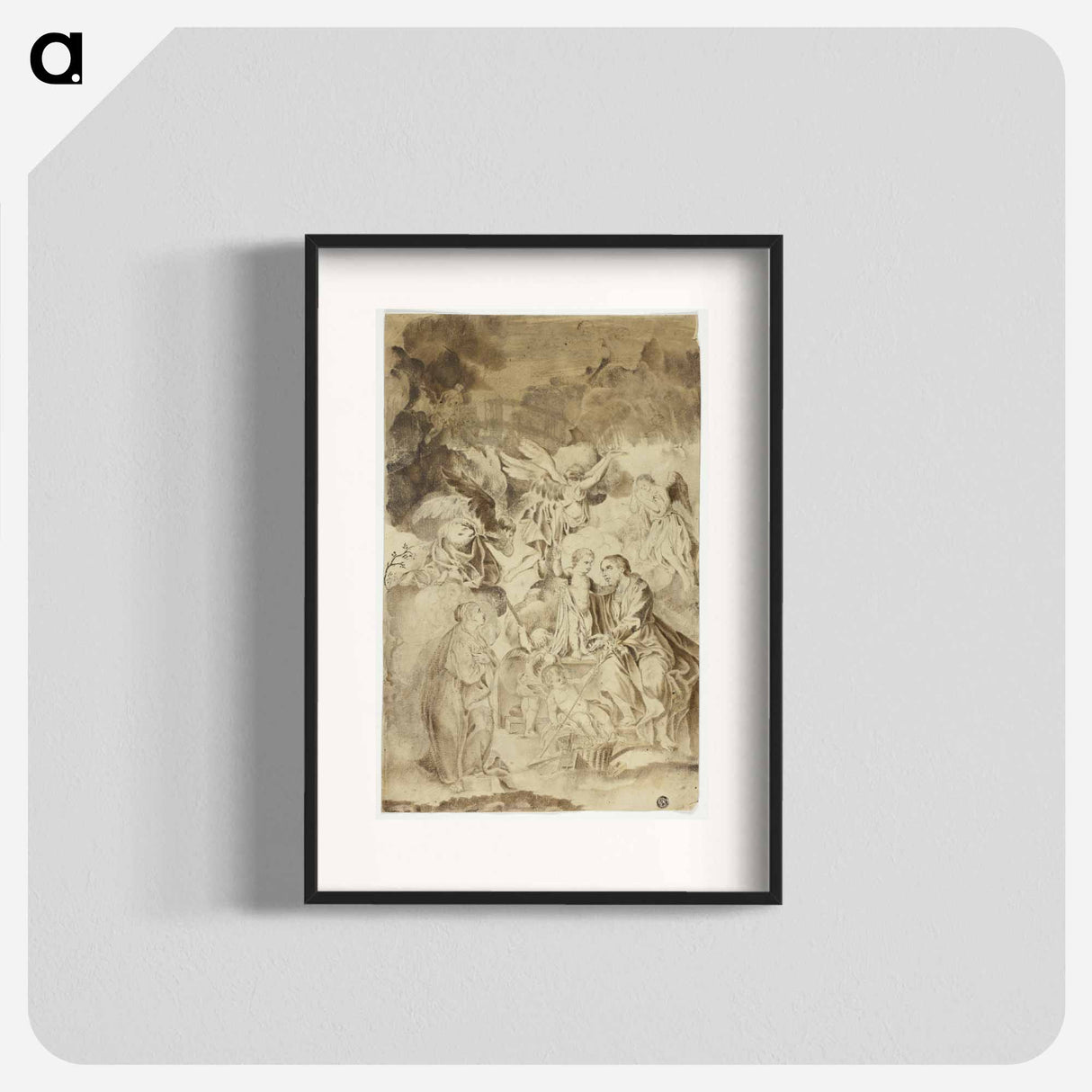 Female Saint Beholding Vision of Christ Child and Saint Joseph - エル グレコ Poster.
