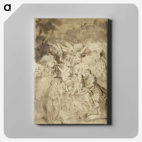 Female Saint Beholding Vision of Christ Child and Saint Joseph - エル グレコ Canvas.