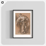 Study of a Draped Woman Leaning on a Pedestal - フランソワ ブーシェ Poster.