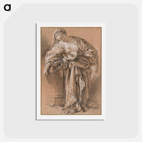 アートポストカード-Study of a Draped Woman Leaning on a Pedestal - フランソワ ブーシェ Postcard.
