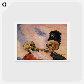 アートポストカード-Skeletons Fighting Over a Pickled Herring - ジェームズ アンソール Postcard.
