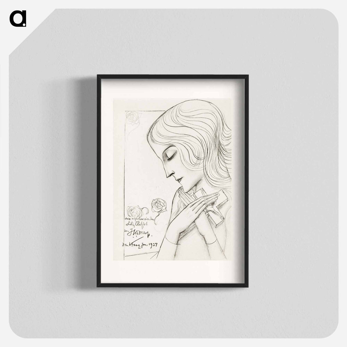 Young girl holding a cross in meditation - Jan Toorop Poster.