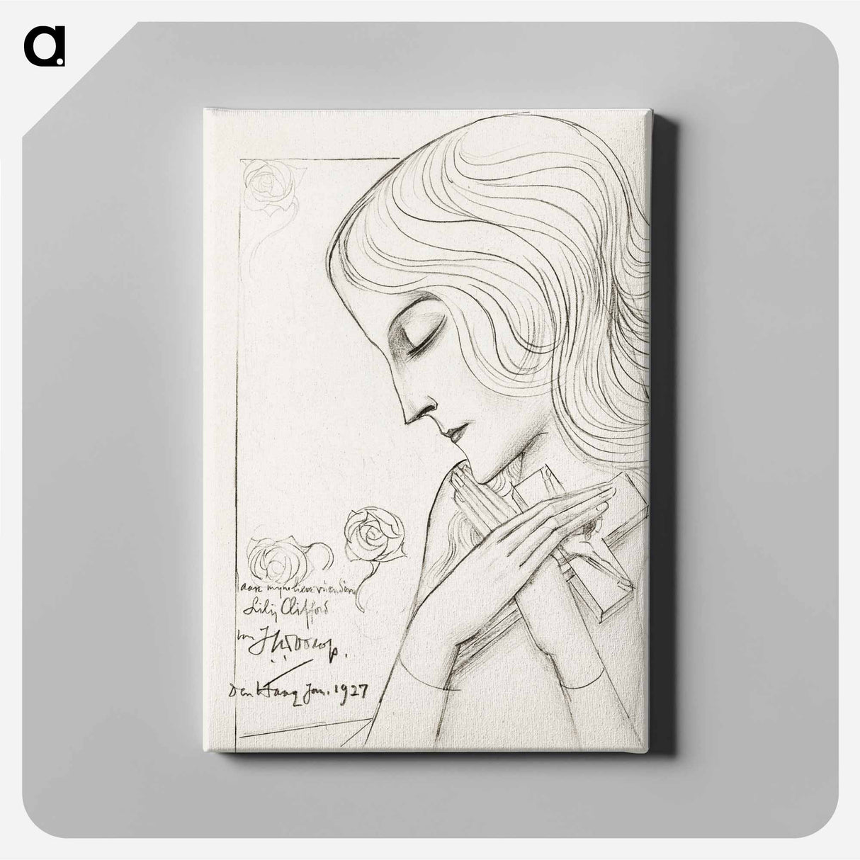 Young girl holding a cross in meditation - Jan Toorop Canvas.