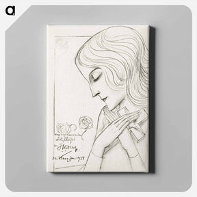 アートパネル-Young girl holding a cross in meditation - ヤン・トゥーロップ Canvas.
