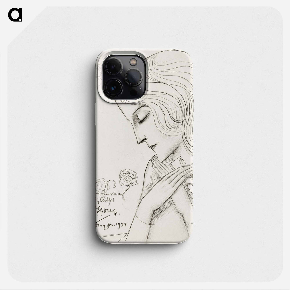Young girl holding a cross in meditation - Jan Toorop Phone Case.