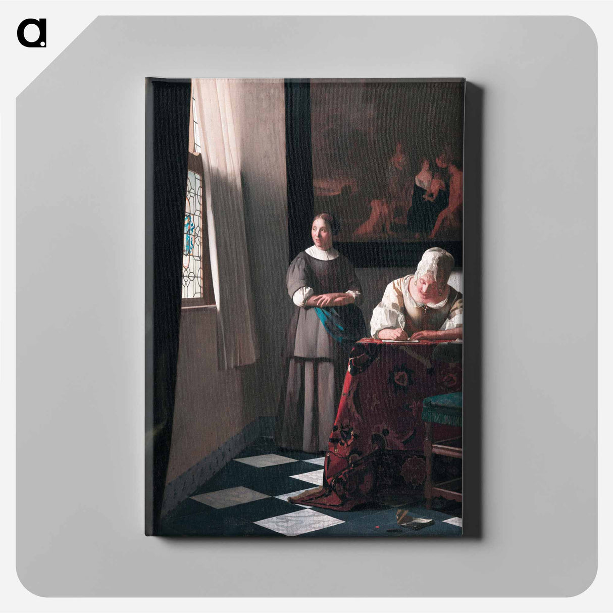 Lady Writing a Letter with her Maid - Johannes Vermeer Canvas.