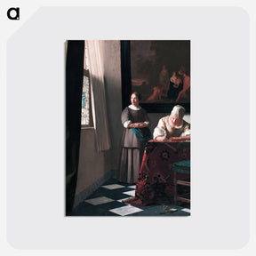 アートポストカード-Lady Writing a Letter with her Maid - ヨハネス フェルメール Postcard.