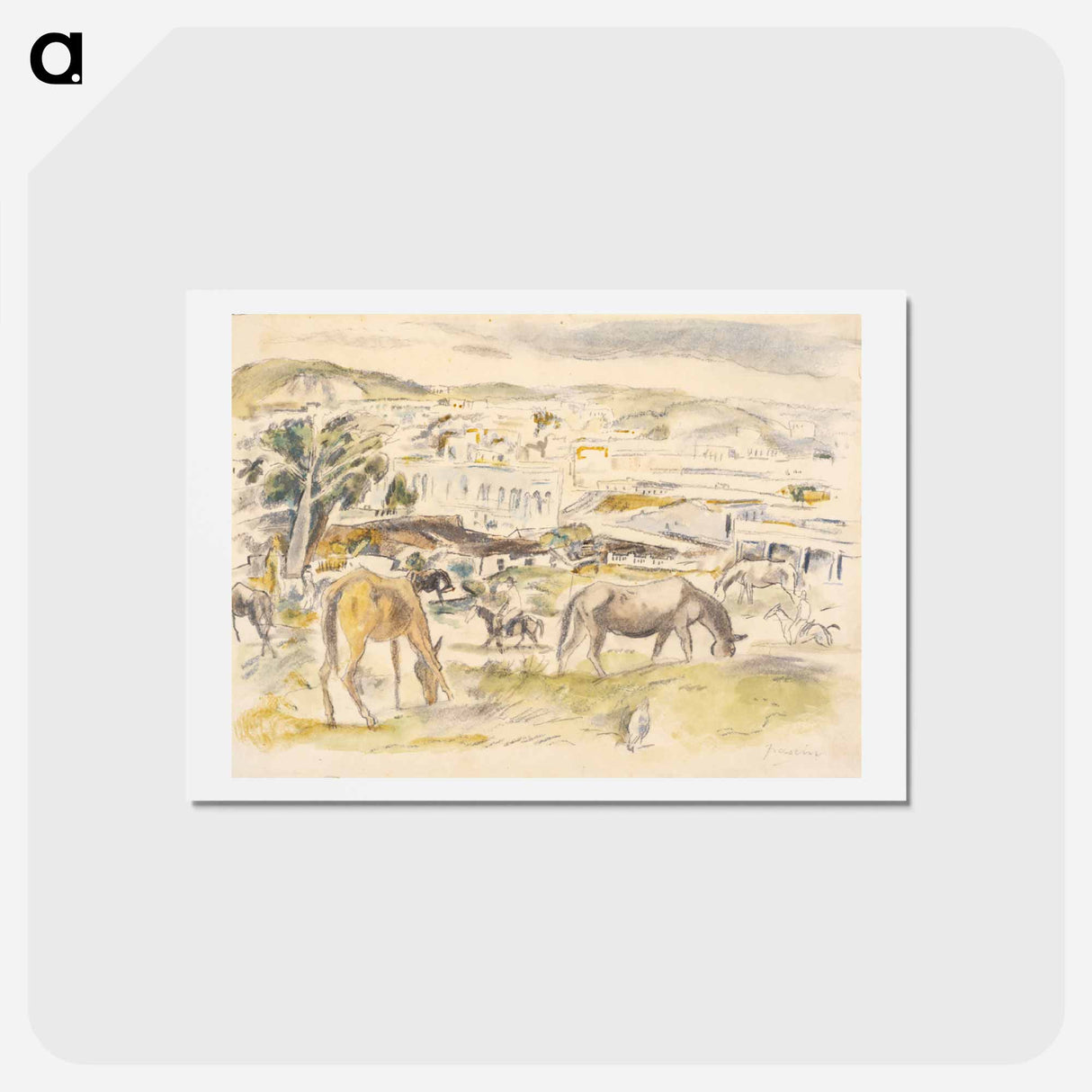 アートポストカード-Horses in Landscape
 - ジュール パスキン Postcard.