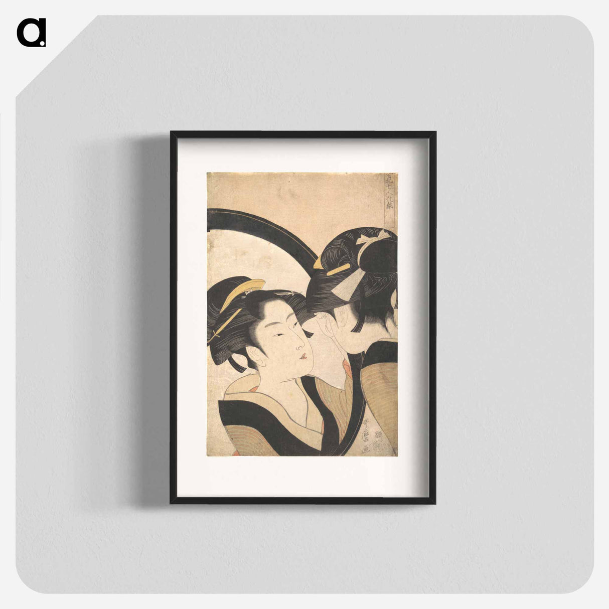 Naniwa Okita Admiring Herself in a Mirror - 喜多川 歌麿 Poster.