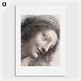 The Head of the Virgin in Three-Quarter View Facing Right - Leonardo da Vinci Poster.