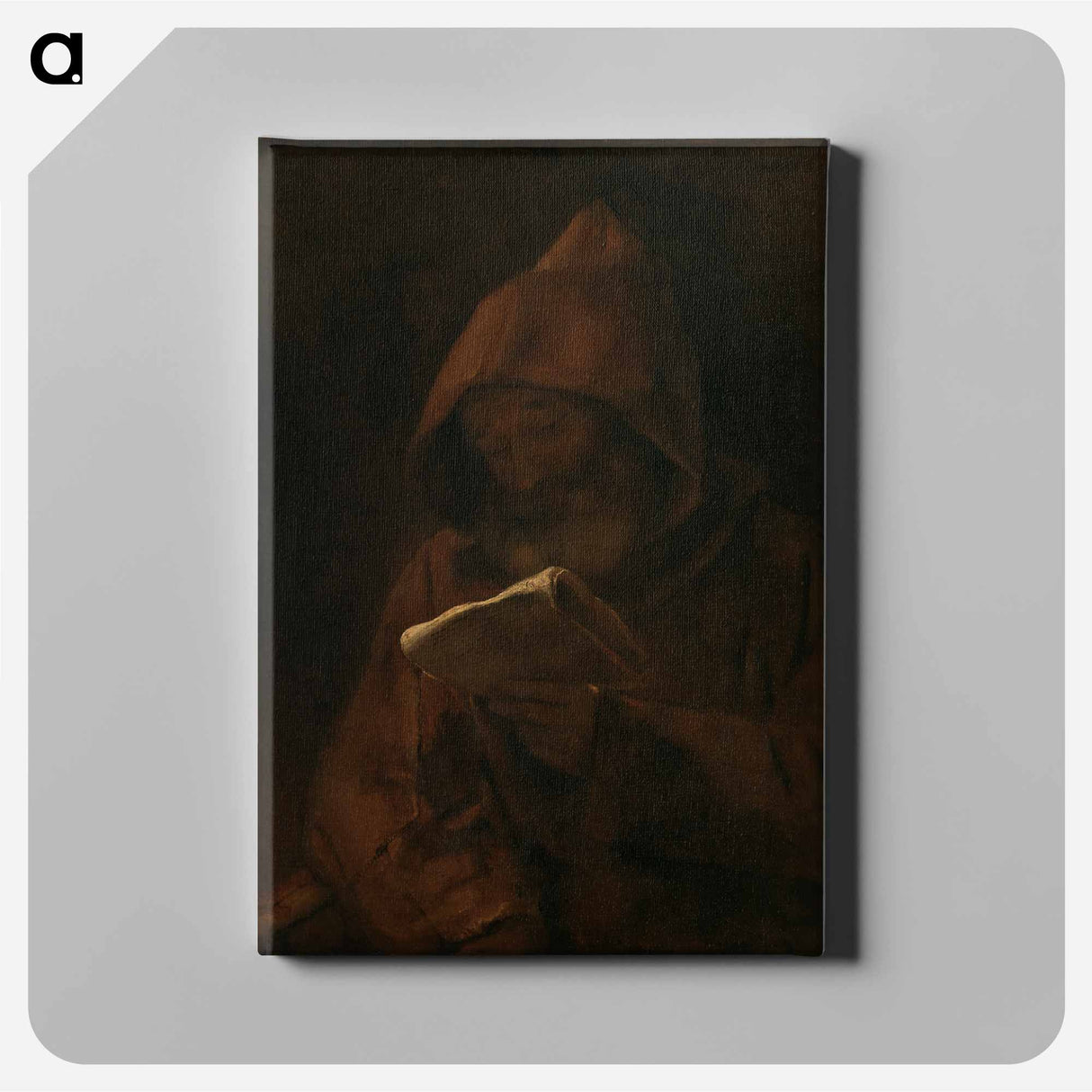Monk reading - レンブラント ファン レイン Canvas.