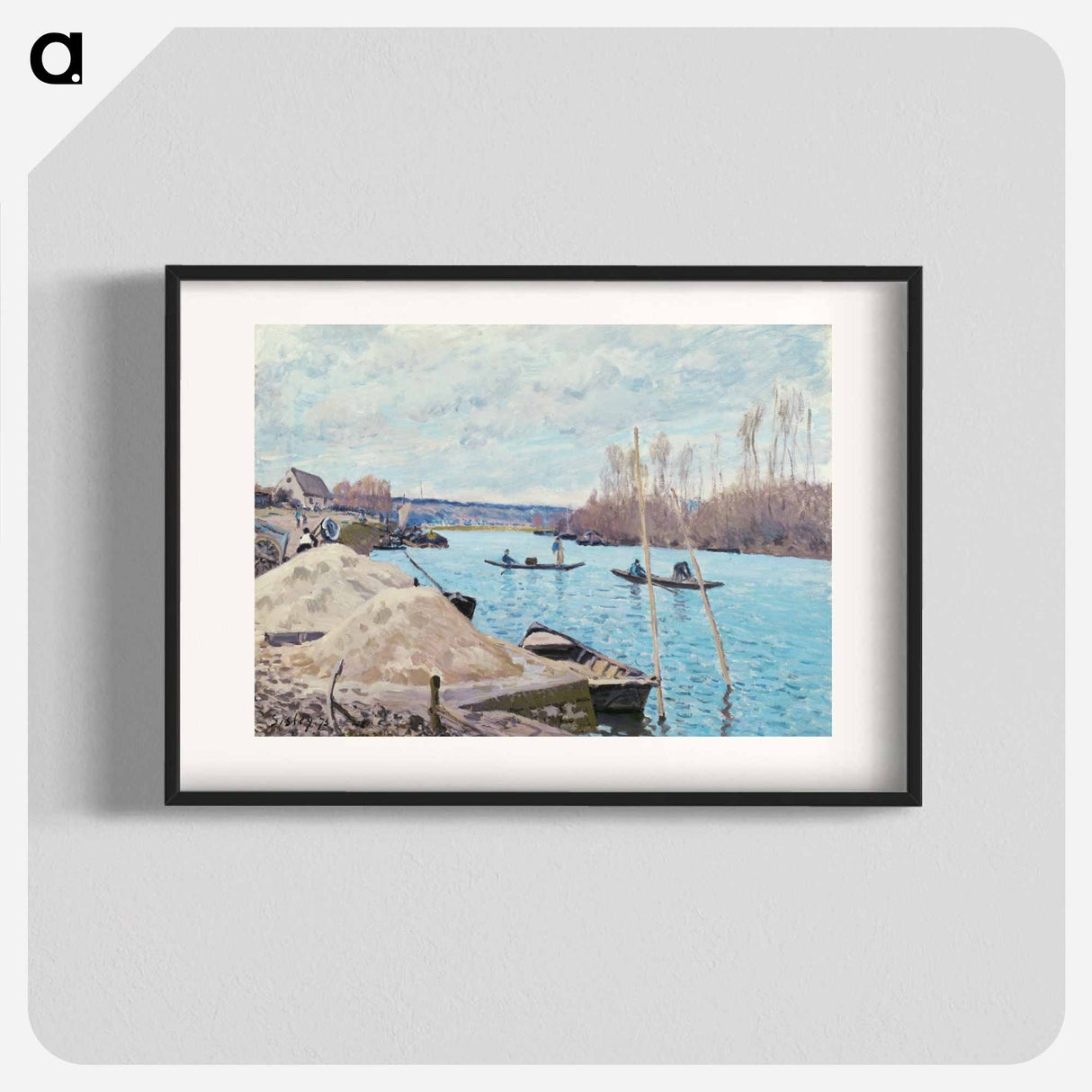 The Seine at Port-Marly, Piles of Sand - アルフレッド シスレー Poster.