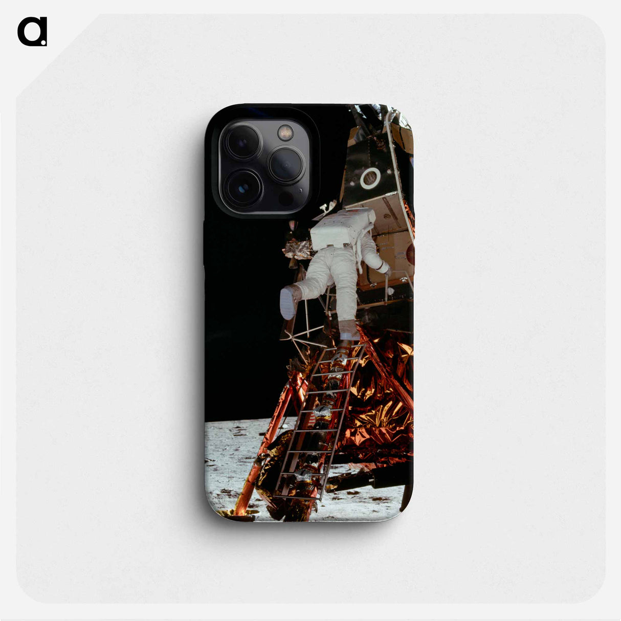 Astronaut Edwin E Aldrin Jr, Lunar Module (LM) pilot descends from the LM, climbing down the ladder. - Apollo Moon Landing Phone Case.