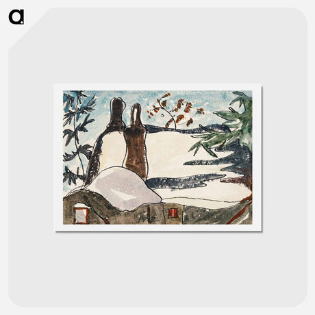 アートポストカード-Snowy Rooftops and Trees - アーサー ダヴ Postcard.