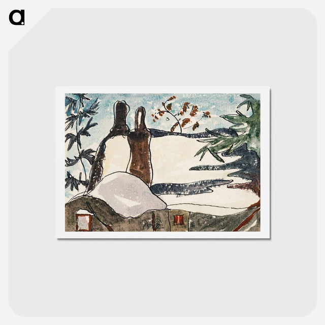 アートポストカード-Snowy Rooftops and Trees - アーサー ダヴ Postcard.