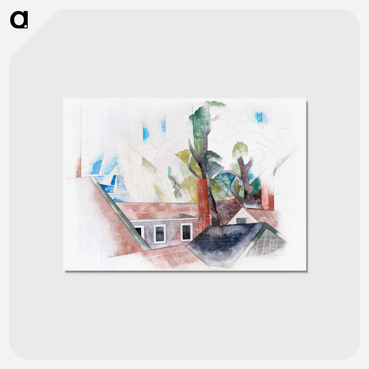 アートポストカード-Rooftops and Trees - チャールズ デムス Postcard.