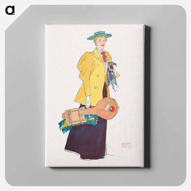 アートパネル-Woman holding dog and stuffs - エドワード ペンフィールド Canvas.