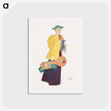 アートポストカード-Woman holding dog and stuffs - エドワード ペンフィールド Postcard.