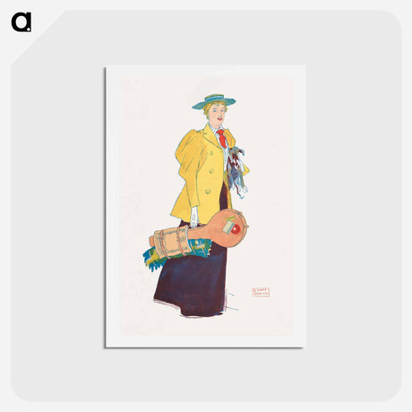 アートポストカード-Woman holding dog and stuffs - エドワード ペンフィールド Postcard.
