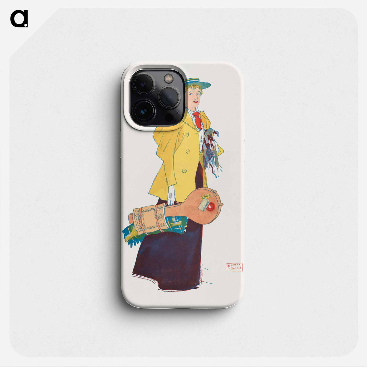 Woman holding dog and stuffs - Edward Penfield Phone Case.