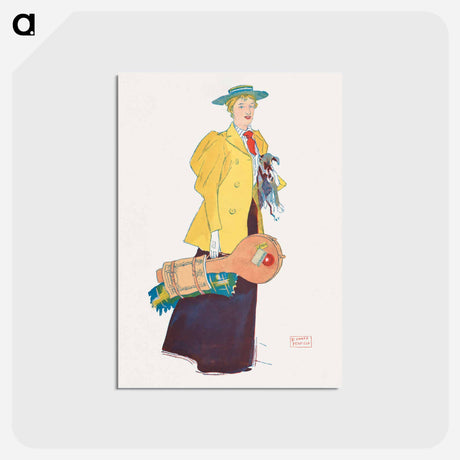 アートポストカード-Woman holding dog and stuffs - エドワード ペンフィールド Postcard.