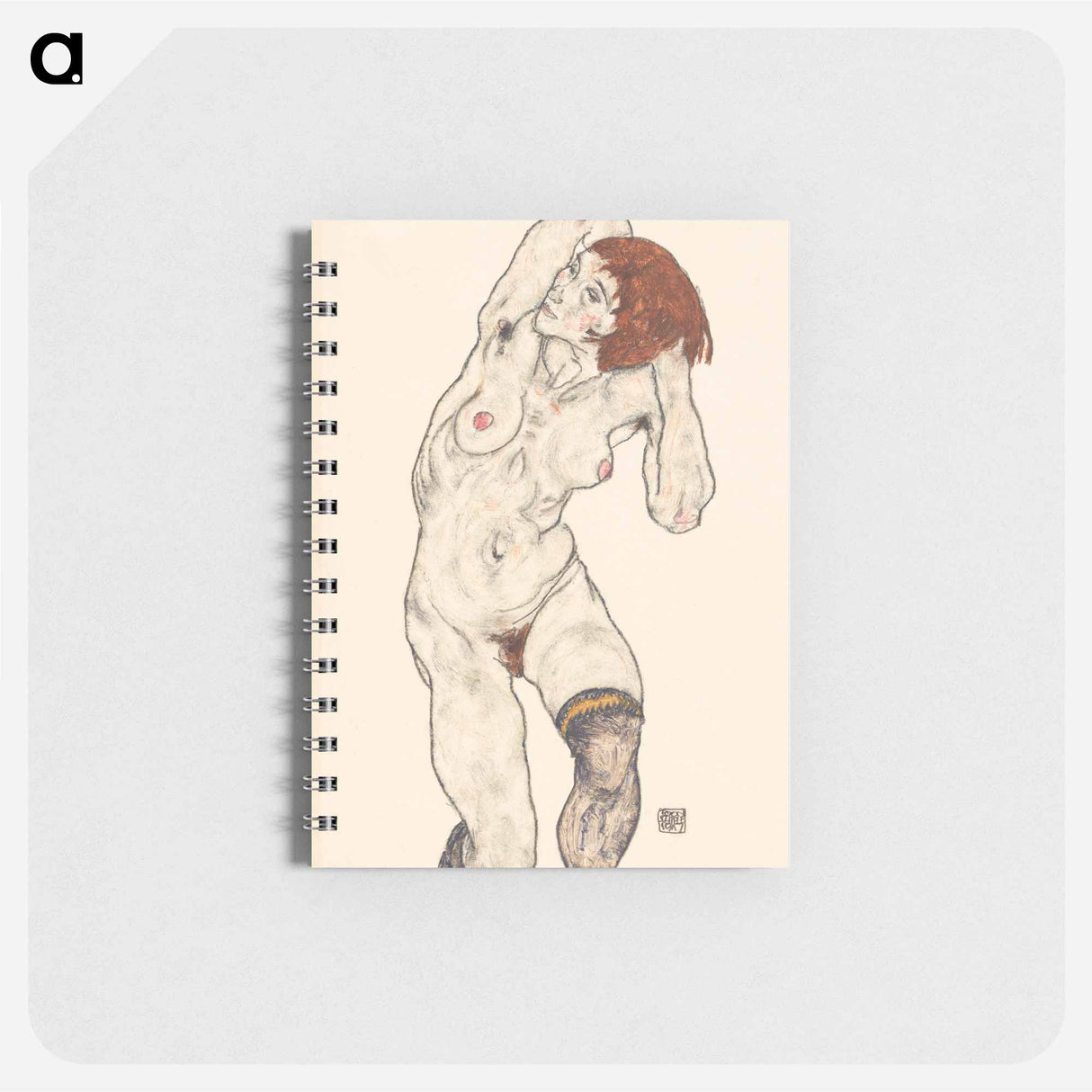 Naked lady. Nude in Black Stocking - エゴン シーレ Memo.