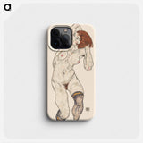 Naked lady. Nude in Black Stocking - エゴン シーレ Phone Case.