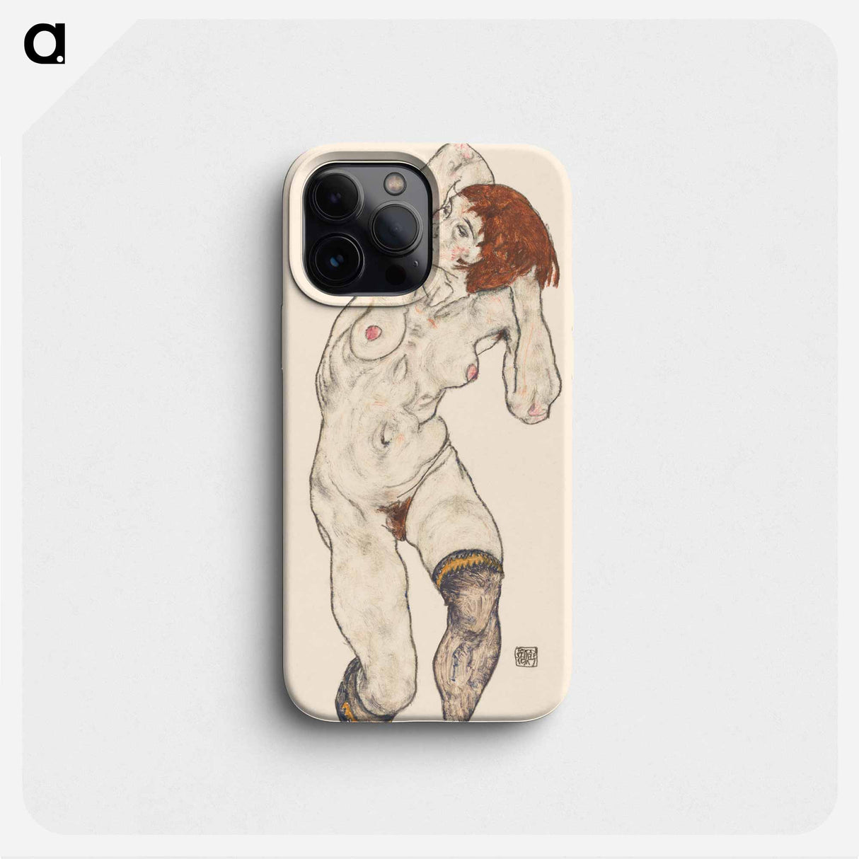 Naked lady. Nude in Black Stocking - エゴン シーレ Phone Case.