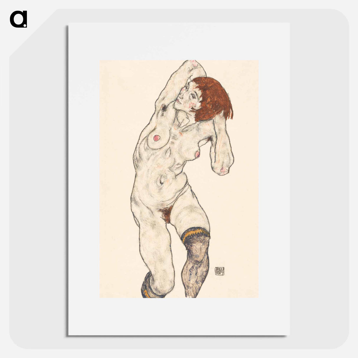 Naked lady. Nude in Black Stocking - Egon Schiele Poster.