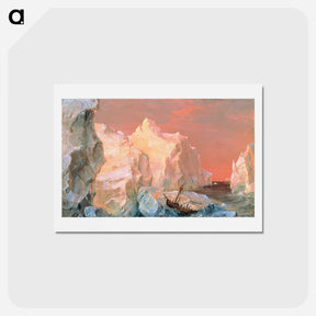 アートポストカード-Icebergs and Wreck in Sunset - フレデリック エドウィン チャーチ Postcard.