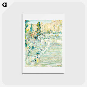 アートポストカード-The Spanish Stairs, Rome - フレデリック チャイルド ハッサム Postcard.