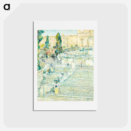 The Spanish Stairs, Rome - フレデリック チャイルド ハッサム Postcard.