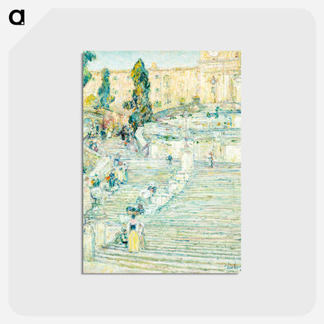 アートポストカード-The Spanish Stairs, Rome - フレデリック チャイルド ハッサム Postcard.