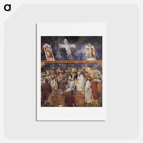 アートポストカード-St. Jerome Checking the Stigmata on the Body of St. Francis - ジョット ディ ボンドーネ Postcard.